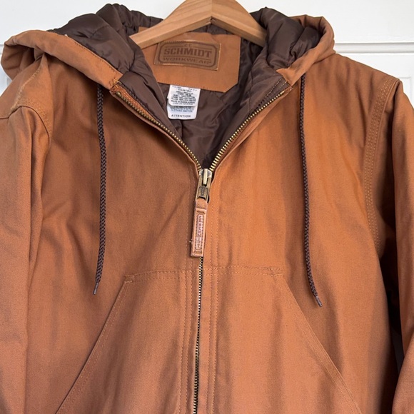 Men's Hooded Schmidt Work Jacket - Brown Size Small - Picture 3 of 11